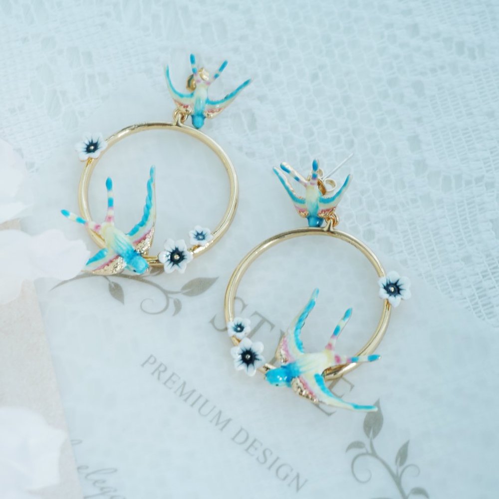 Brand new Bill skinner blue  swallow earrings